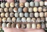 CPJ653 15.5 inches 10mm round matte picture jasper beads wholesale