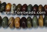 CPJ69 15.5 inches 7*14mm rondelle picasso jasper gemstone beads