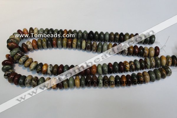 CPJ69 15.5 inches 7*14mm rondelle picasso jasper gemstone beads