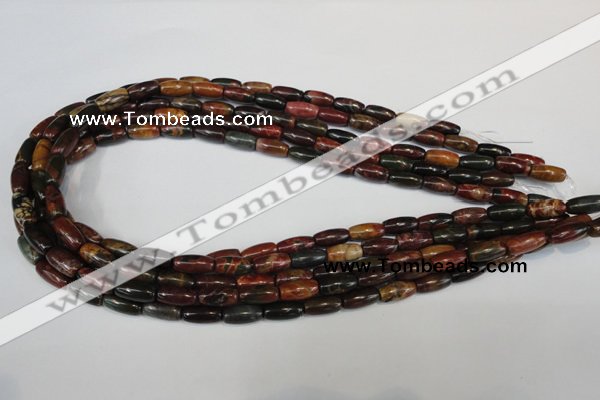 CPJ70 15.5 inches 6*12mm rice picasso jasper gemstone beads