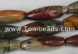 CPJ72 15.5 inches 10*30mm rice picasso jasper gemstone beads