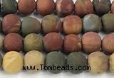 CPJ735 15 inches 4mm round matte picasso jasper beads