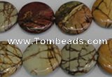 CPJ79 15.5 inches 20mm flat round picasso jasper gemstone beads