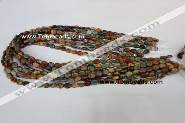 CPJ81 15.5 inches 6*8mm oval picasso jasper gemstone beads