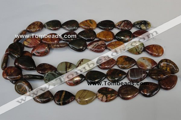 CPJ90 15.5 inches 18*25mm flat teardrop picasso jasper gemstone beads