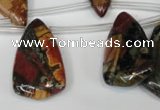 CPJ96 Top-drilled 15*25mm – 16*36mm flat teardrop picasso jasper beads