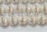 CPL01 15.5 inches 9*10mm nuggets pearl with rhinestone beads