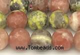 CPM11 15 inches 6mm faceted round red plum blossom jade beads