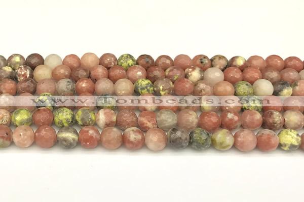 CPM11 15 inches 6mm faceted round red plum blossom jade beads