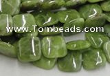 CPO07 15.5 inches 10*10mm square olivine gemstone beads wholesale