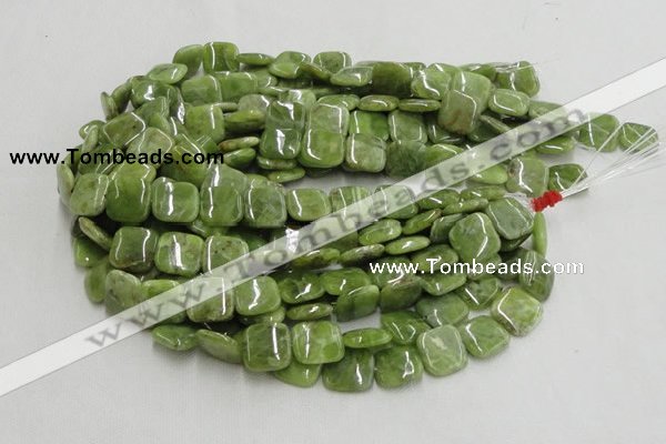 CPO07 15.5 inches 10*10mm square olivine gemstone beads wholesale