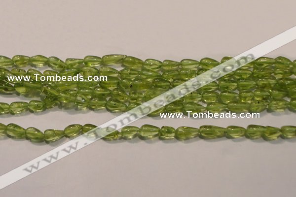 CPO113 15 inches 3.5*5mm teardrop natural peridot beads wholesale