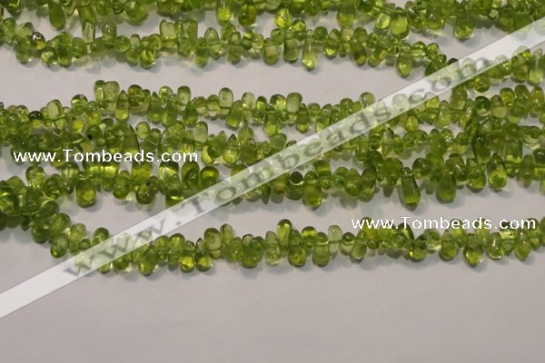 CPO115 Top-drilled 3*7mm teardrop natural peridot beads wholesale