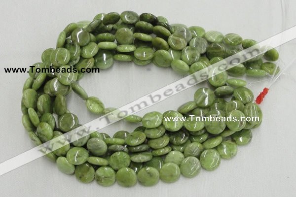 CPO16 15.5 inches 12mm flat round olivine gemstone beads wholesale