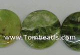 CPO30 15.5 inches 25mm flat round olivine gemstone beads wholesale