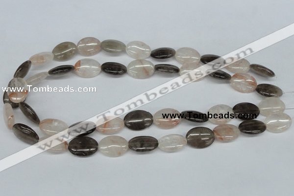 CPQ106 13*18mm oval natural pink crystal & smoky quartz beads