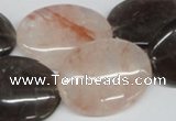 CPQ108 22*30mm oval natural pink crystal & smoky quartz beads