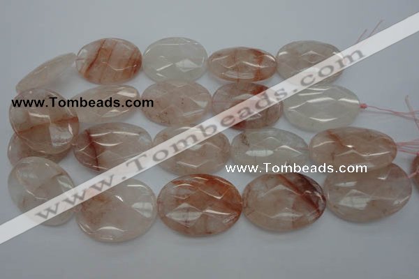 CPQ17 15.5 inches 30*40mm faceted oval natural pink quartz beads