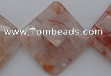 CPQ18 15.5 inches 30*30mm faceted diamond natural pink quartz beads