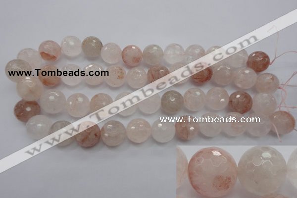 CPQ206 15.5 inches 14mm faceted round natural pink quartz beads