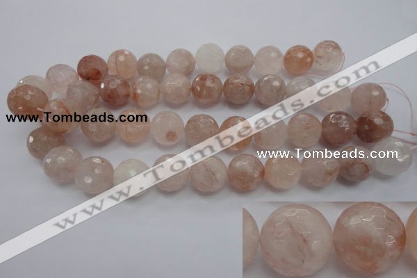 CPQ208 15.5 inches 18mm faceted round natural pink quartz beads