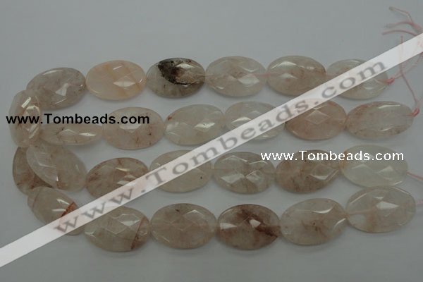 CPQ222 15.5 inches 20*30mm faceted oval natural pink quartz beads