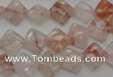 CPQ224 15.5 inches 10*10mm faceted diamond natural pink quartz beads