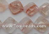 CPQ226 15.5 inches 15*15mm faceted diamond natural pink quartz beads