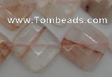 CPQ228 15.5 inches 20*20mm faceted diamond natural pink quartz beads