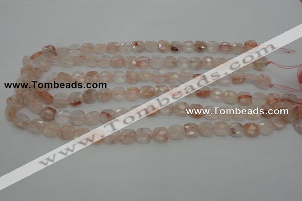 CPQ231 15.5 inches 10*10mm faceted square natural pink quartz beads