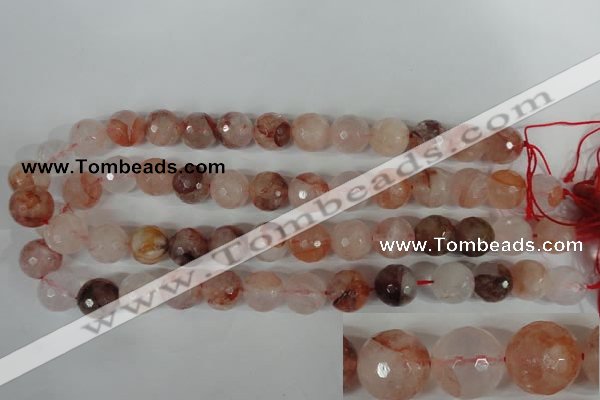 CPQ26 15.5 inches 14mm faceted round natural pink quartz beads