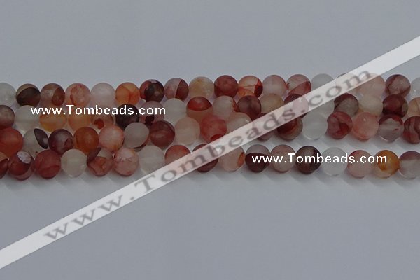 CPQ302 15.5 inches 8mm round matte pink quartz beads wholesale