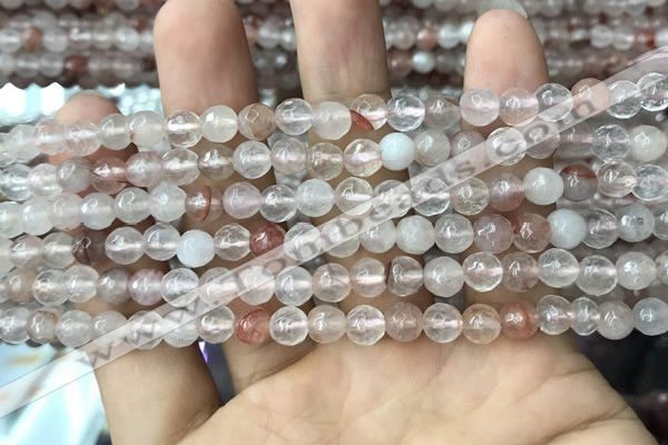 CPQ311 15.5 inches 6mm faceted round pink quartz beads wholesale