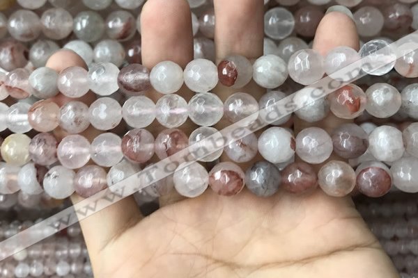 CPQ313 15.5 inches 10mm faceted round pink quartz beads wholesale