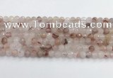 CPQ318 15.5 inches 6mm faceted round pink quartz beads