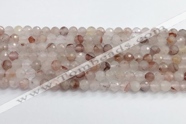 CPQ318 15.5 inches 6mm faceted round pink quartz beads