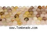 CPQ361 15.5 inches 6mm round pink & yellow quartz gemstone beads