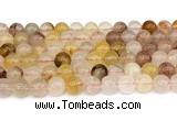 CPQ362 15.5 inches 8mm round pink & yellow quartz gemstone beads