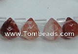 CPQ41 Top-drilled 7*7mm faceted teardrop natural pink quartz beads