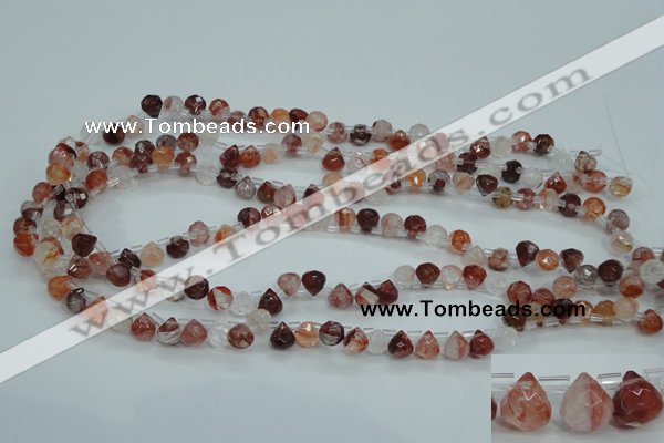 CPQ41 Top-drilled 7*7mm faceted teardrop natural pink quartz beads