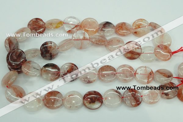 CPQ50 15.5 inches 20mm flat round natural pink quartz beads