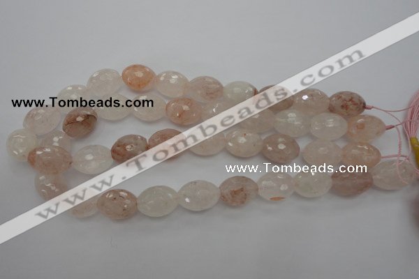 CPQ74 15.5 inches 15*20mm faceted rice natural pink quartz beads