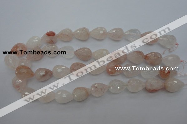 CPQ76 15.5 inches 15*20mm faceted teardrop natural pink quartz beads