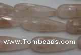 CPQ78 15.5 inches 10*30mm faceted teardrop natural pink quartz beads