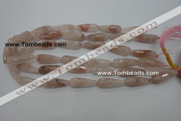 CPQ78 15.5 inches 10*30mm faceted teardrop natural pink quartz beads