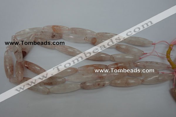 CPQ80 15.5 inches 10*35mm faceted rice natural pink quartz beads