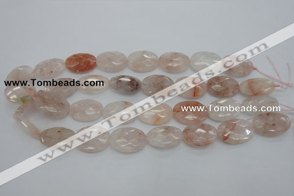 CPQ85 15.5 inches 18*25mm faceted oval natural pink quartz beads