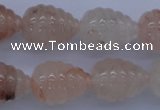 CPQ92 15.5 inches 15*20mm carved teardrop natural pink quartz beads