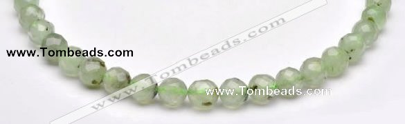 CPR06 A- grade 10mm faceted round natural prehnite stone beads