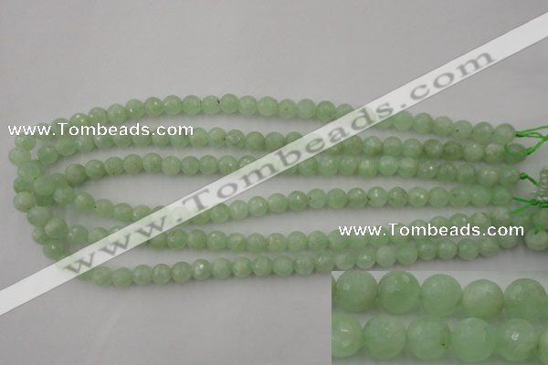 CPR111 15.5 inches 6mm faceted round natural prehnite beads wholesale